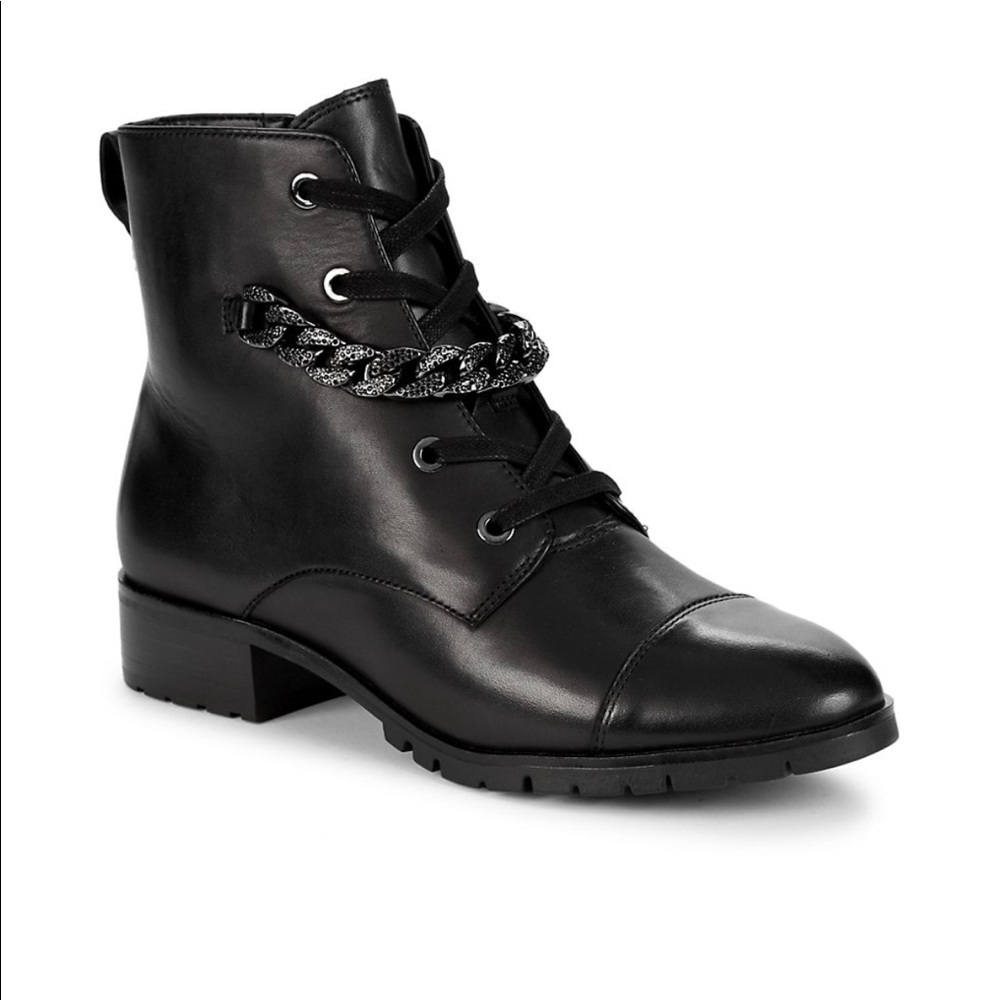 Karl Lagerfeld Paris
Suki Chain-Trim Leather Combat Boots